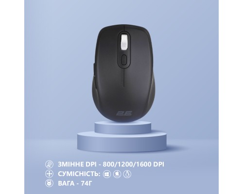 Мишка 2E MF225 Silent Wireless/Bluetooth Black (2E-MF225WBK)