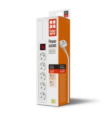 Мережевий фільтр живлення ColorWay CW-PSEA55W, 5 розеток/ 5M white (CW-PSEA55W)
