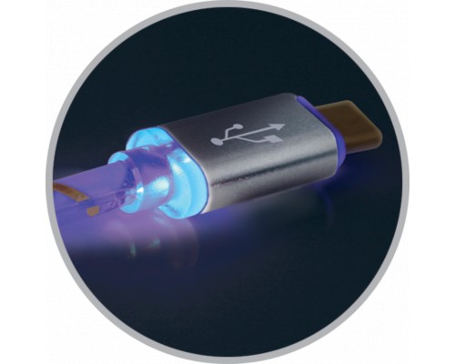 Дата кабель USB08-03LT USB - Micro USB, GrayLED backlight, 1m Defender (87554)