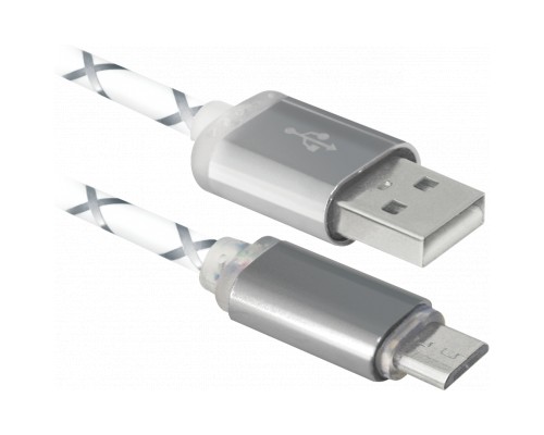 Дата кабель USB08-03LT USB - Micro USB, GrayLED backlight, 1m Defender (87554)