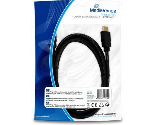 Кабель мультимедійний HDMI to HDMI 1.5m Mediarange (MRCS139)