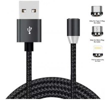 Дата кабель USB 2.0 AM to Lightning + Micro 5P + Type-C 1.2m Magneto bla XoKo (SC-350MGNT-BK)