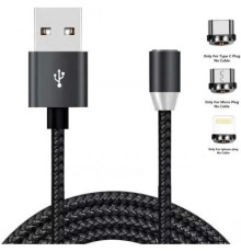 Дата кабель USB 2.0 AM to Lightning + Micro 5P + Type-C 1.2m Magneto bla XoKo (SC-350MGNT-BK)