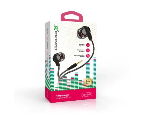Навушники Grand-X EP-66B Black (EP-66B)