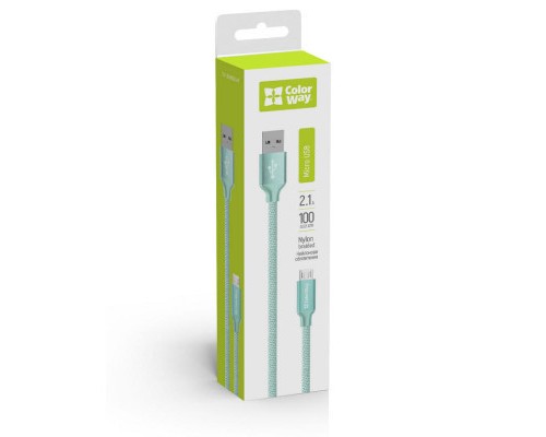 Дата кабель USB 2.0 AM to Micro 5P 1.0m mint ColorWay (CW-CBUM002-MT)