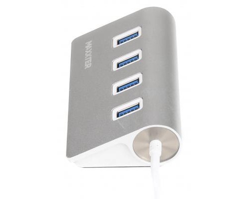 Концентратор Maxxter USB 3.0 Type-A 4 ports silver (HU3A-4P-01)