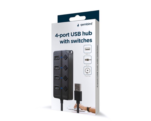 Концентратор Gembird USB 2.0 4 ports (UHB-U2P4P-01)
