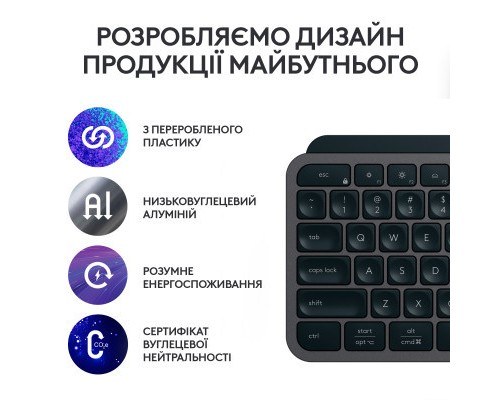 Клавіатура Logitech MX Keys S Wireless UA Graphite (920-011593)