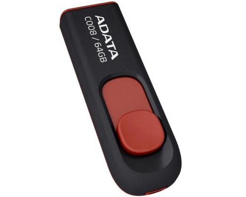 USB флеш накопичувач ADATA 64GB C008 Black+Red USB 2.0 (AC008-64G-RKD)