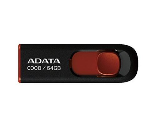 USB флеш накопичувач ADATA 64GB C008 Black+Red USB 2.0 (AC008-64G-RKD)