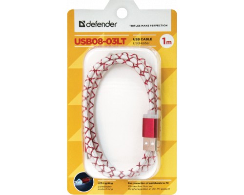 Дата кабель USB08-03LT USB - Micro USB, RedLED backlight, 1m Defender (87556)