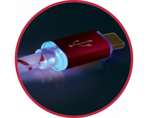 Дата кабель USB08-03LT USB - Micro USB, RedLED backlight, 1m Defender (87556)