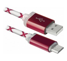 Дата кабель USB08-03LT USB - Micro USB, RedLED backlight, 1m Defender (87556)