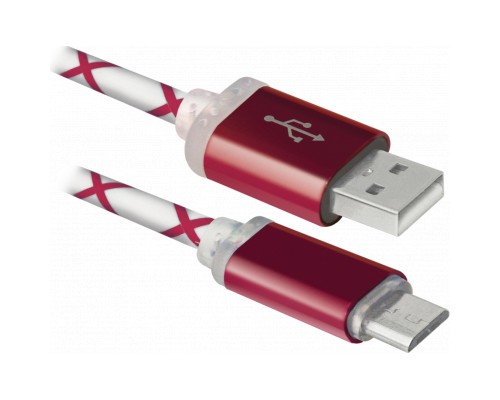 Дата кабель USB08-03LT USB - Micro USB, RedLED backlight, 1m Defender (87556)