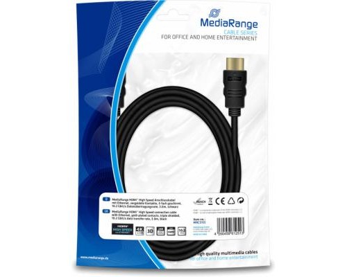 Кабель мультимедійний HDMI to HDMI 3.0m Mediarange (MRCS155)