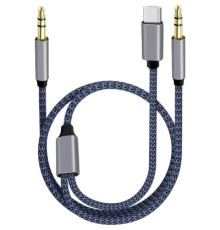 Кабель мультимедійний AUX MH-270 jack - jack 3.5mm-Type-C 1.2m blue XoKo (XK-MH-270)