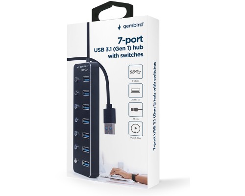 Концентратор Gembird USB 3.0 7 ports (UHB-U3P7P-01)