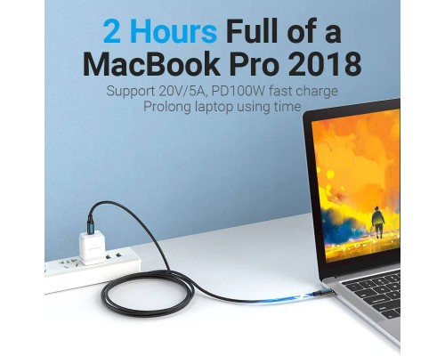 Дата кабель USB-C to USB-C 1.0m 2.0 100W Vention (COTBF)