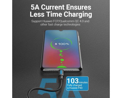 Дата кабель USB-C to USB-C 1.0m 2.0 100W Vention (COTBF)