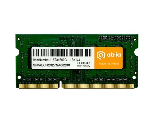 Модуль пам'яті для ноутбука SoDIMM DDR3 4GB 1600 MHz ATRIA (UAT31600CL11SK1/4)