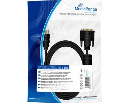 Кабель мультимедійний HDMI to DVI 24+1 2.0m Mediarange (MRCS132)