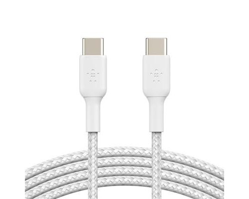 Дата кабель USB-С - USB-С, BRAIDED, 1m, white Belkin (CAB004BT1MWH)