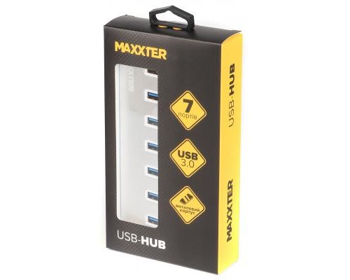 Концентратор Maxxter USB 3.0 Type-A 7 ports silver (HU3A-7P-01)