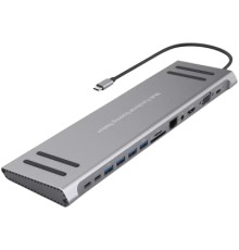 Порт-реплікатор XoKo 14-in-1 Dock USB-C (HDMI/VGA/USB3.0/.../USB-C PD/RJ45/..) (XK-AC1400-SL)