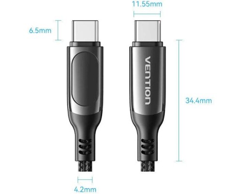 Дата кабель USB-C to USB-C 1.2m USB3.1 100W Display Zinc Alloy Vention (TAYBAV)