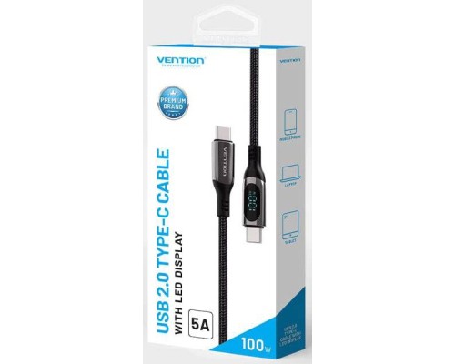 Дата кабель USB-C to USB-C 1.2m USB3.1 100W Display Zinc Alloy Vention (TAYBAV)