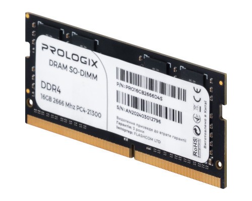 Модуль пам'яті для ноутбука SoDIMM DDR4 16GB 2666 MHz Prologix (PRO16GB2666D4S)