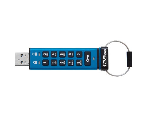 USB флеш накопичувач Kingston 128GB IronKey Keypad 200 AES-256 Encrypted Blue USB 3.2 (IKKP200/128GB)
