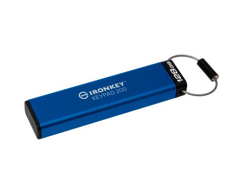USB флеш накопичувач Kingston 128GB IronKey Keypad 200 AES-256 Encrypted Blue USB 3.2 (IKKP200/128GB)