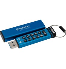 USB флеш накопичувач Kingston 128GB IronKey Keypad 200 AES-256 Encrypted Blue USB 3.2 (IKKP200/128GB)