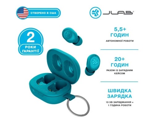Навушники Jlab JBuds Mini Aqua Teal (IEUEBJBMINIRAQUA124)