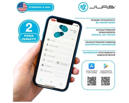 Навушники Jlab JBuds Mini Aqua Teal (IEUEBJBMINIRAQUA124)