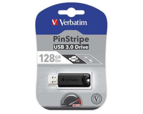 USB флеш накопичувач Verbatim 128GB PinStripe Black USB 3.0 (49319)