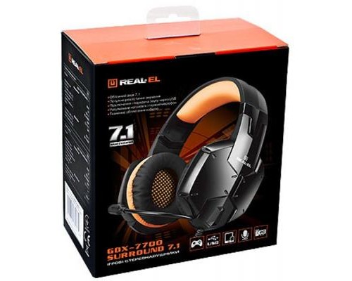 Навушники REAL-EL GDX-7700 SURROUND 7.1 black-orange