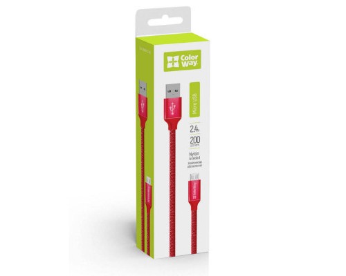 Дата кабель USB 2.0 AM to Micro 5P 2.0m red ColorWay (CW-CBUM009-RD)