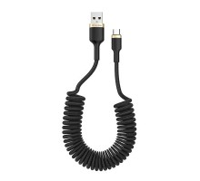 Дата кабель USB 2.0 AM to Micro 5P 1.0m spiral black ColorWay (CW-CBUM051-BK)
