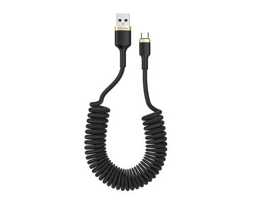 Дата кабель USB 2.0 AM to Micro 5P 1.0m spiral black ColorWay (CW-CBUM051-BK)