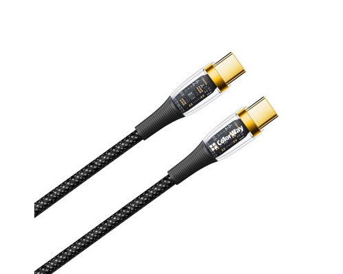 Дата кабель USB-C to USB-C 1.2m 5A 100W transparent head ColorWay (CW-CBPDCC053-BK)