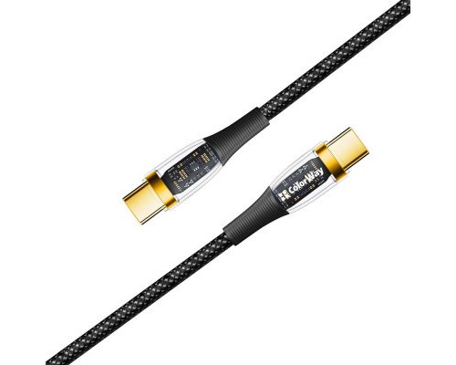 Дата кабель USB-C to USB-C 1.2m 5A 100W transparent head ColorWay (CW-CBPDCC053-BK)