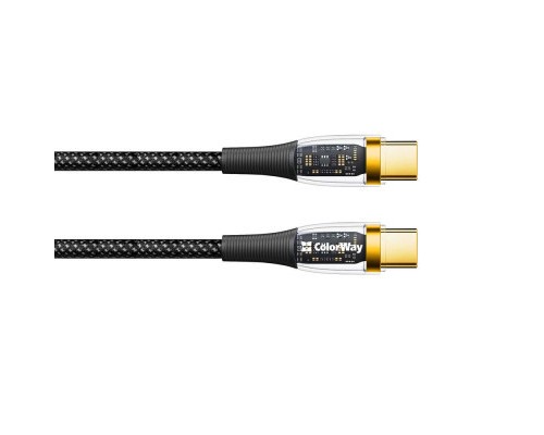 Дата кабель USB-C to USB-C 1.2m 5A 100W transparent head ColorWay (CW-CBPDCC053-BK)