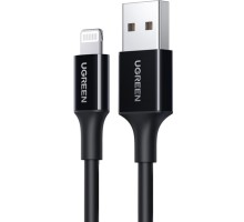 Дата кабель USB 2.0 AM to Lightning 2.0m US155 2.4A, Nickel Plating ABS Shell Black Ugreen (80823)