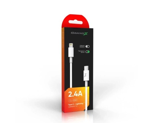 Дата кабель USB-C to Lightning 12W CL-03W White Grand-X (CL-03W)