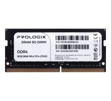 Модуль пам'яті для ноутбука SoDIMM DDR4 8GB 2666 MHz Prologix (PRO8GB2666D4S)