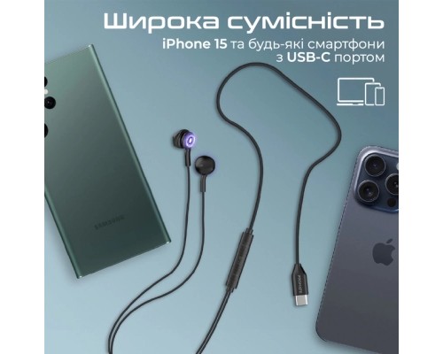 Навушники Promate LumiBuds-C Black (lumibuds-c.black)