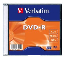 Диск DVD Verbatim 4.7Gb 16X SlimBox 1шт MatteSilv AZO (43547-1disk)