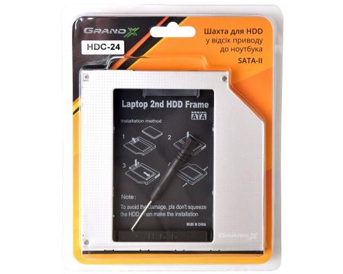 Фрейм-перехідник Grand-X HDD 2.5'' to notebook 9.5 mm ODD SATA/mSATA (HDC-24N)